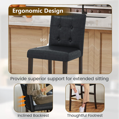 Set of 4 PVC Dining Leather Bar Stools with Solid Wood Legs - Tampa Home & Garden Store