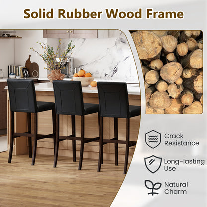 Set of 4 PVC Dining Leather Bar Stools with Solid Wood Legs - Tampa Home & Garden Store