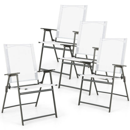 Set of 4 Patio Folding Chair Set with Rustproof Metal Frame-Black