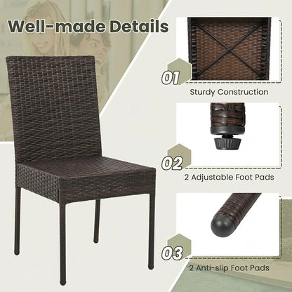 Patio Rattan Dining Chairs Set of 4 with Cushions