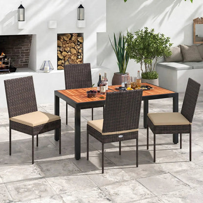 Patio Rattan Dining Chairs Set of 4 with Cushions