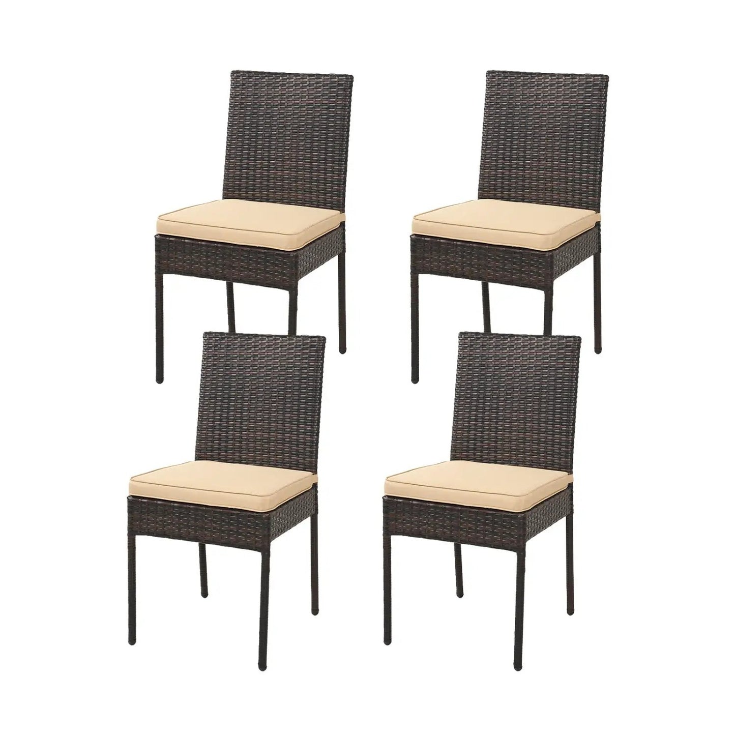 Patio Rattan Dining Chairs Set of 4 with Cushions