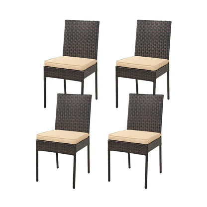 Patio Rattan Dining Chairs Set of 4 with Cushions