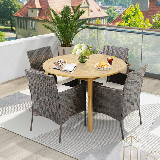 Set of 4 Patio PE Wicker Dining Chairs with Seat Cushions and Armrests-Set of 4 - Tampa Home & Garden Store