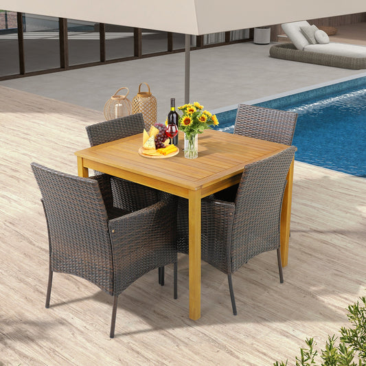 Set of 4 Patio PE Wicker Dining Chairs with Seat Cushions and Armrests-Set of 4 - Tampa Home & Garden Store