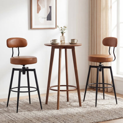 Set of 4 Swivel Barstools Faux Leather Seats