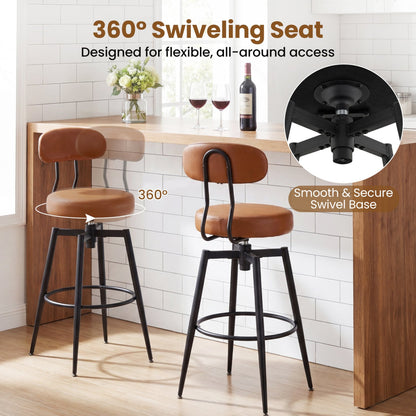 Set of 4 Swivel Barstools Faux Leather Seats