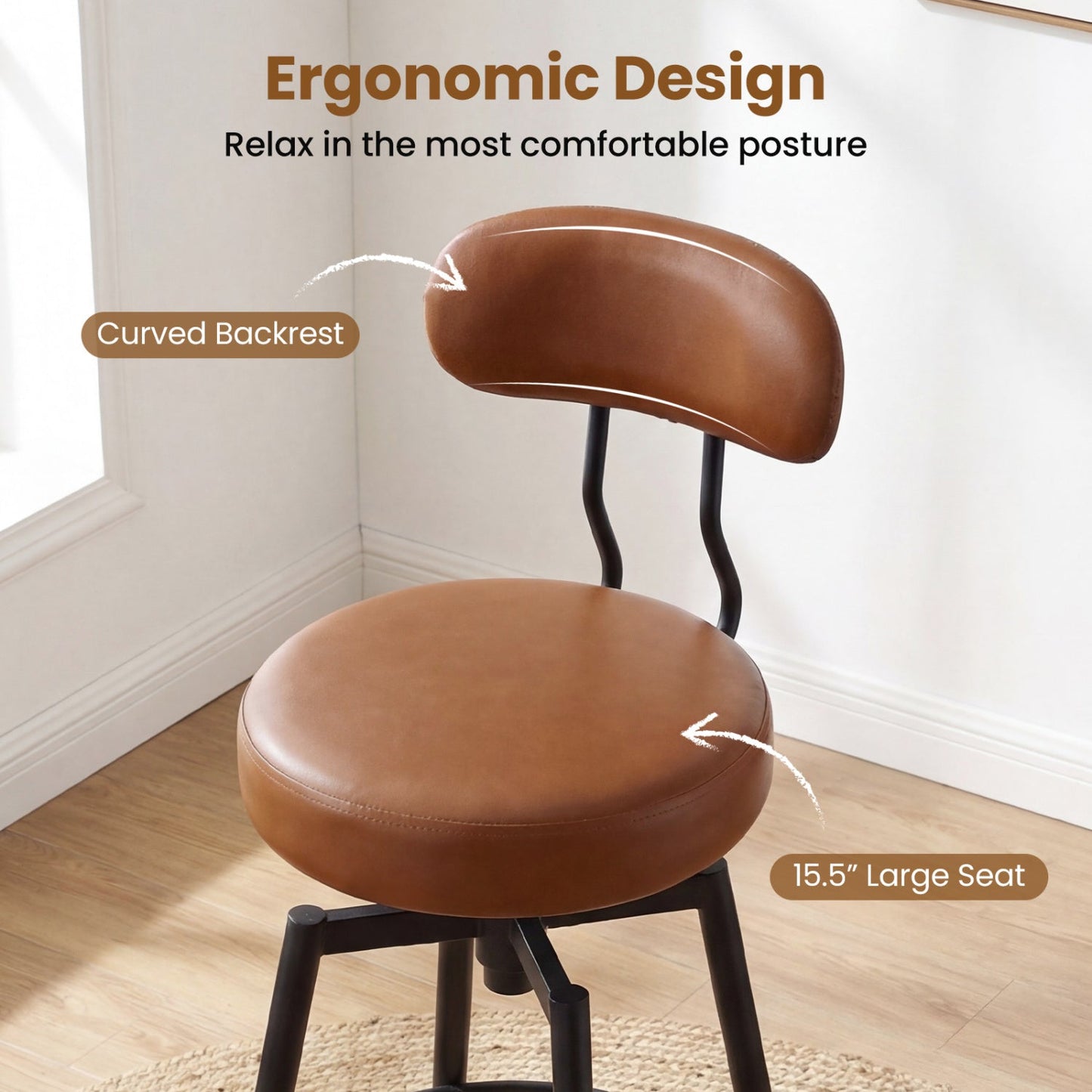 Set of 4 Swivel Barstools Faux Leather Seats