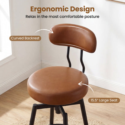 Set of 4 Swivel Barstools Faux Leather Seats