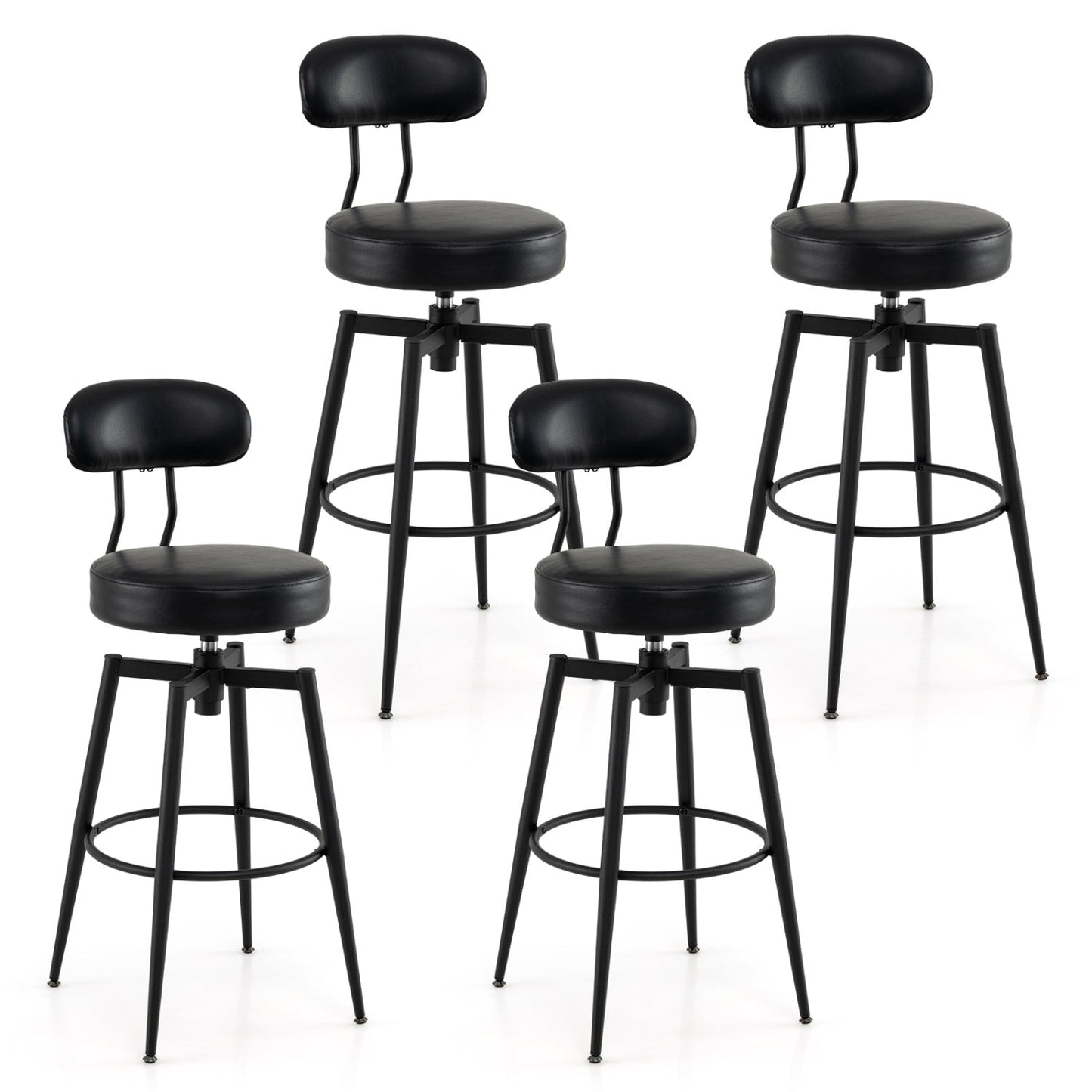 Set of 4 Swivel Barstools Faux Leather Seats
