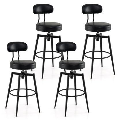 Set of 4 Swivel Barstools Faux Leather Seats
