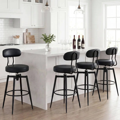 Set of 4 Swivel Barstools Faux Leather Seats