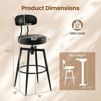 Set of 4 Swivel Barstools Faux Leather Seats