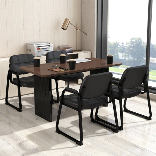 Juego de 4 sillas tapizadas para sala de espera con reposabrazos y respaldo ergonómico - Negro