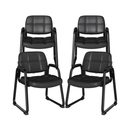 Set of 4 Upholstered Waiting Room Chair with Armrest and Ergonomic Backrest-Black