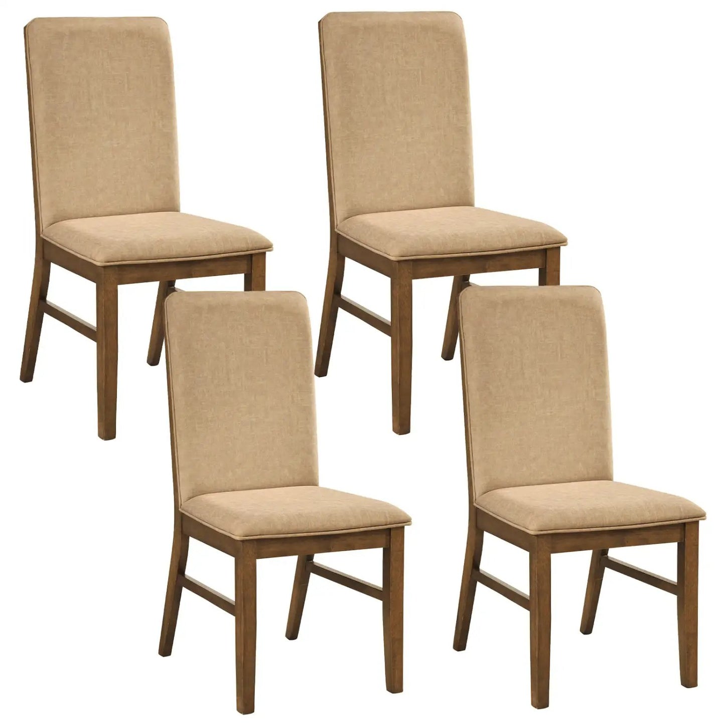 Set of 4 Upholstered Dining Chairs with Wood Legs