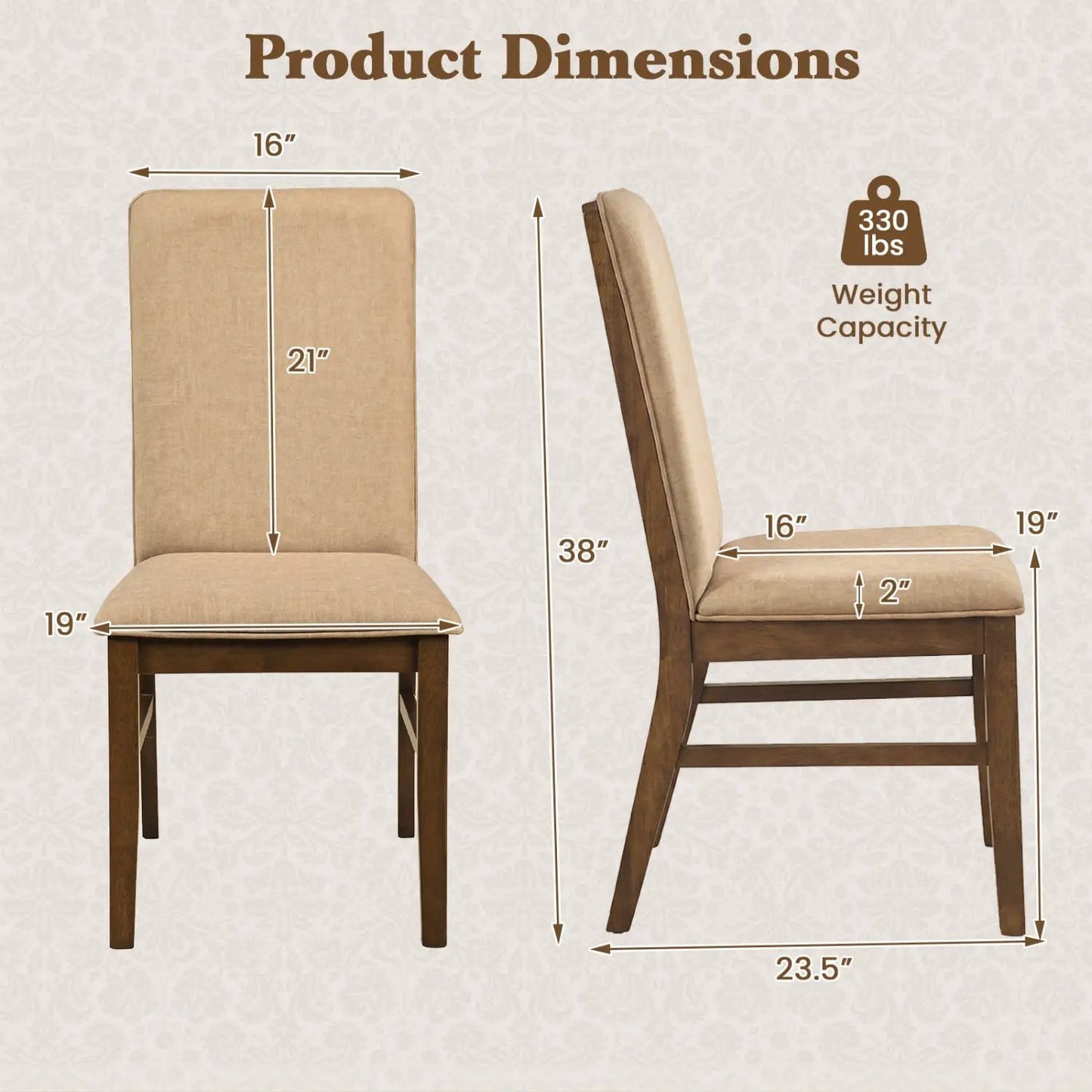 Set of 4 Upholstered Dining Chairs with Wood Legs