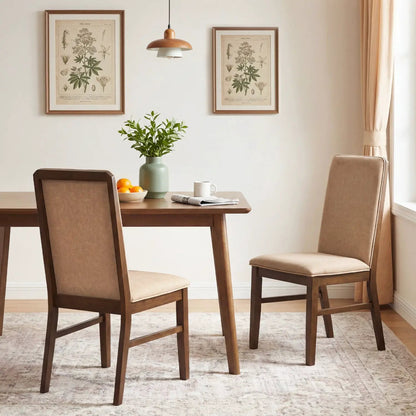 Set of 4 Upholstered Dining Chairs with Wood Legs