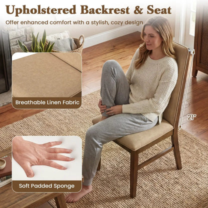 Set of 4 Upholstered Dining Chairs with Wood Legs