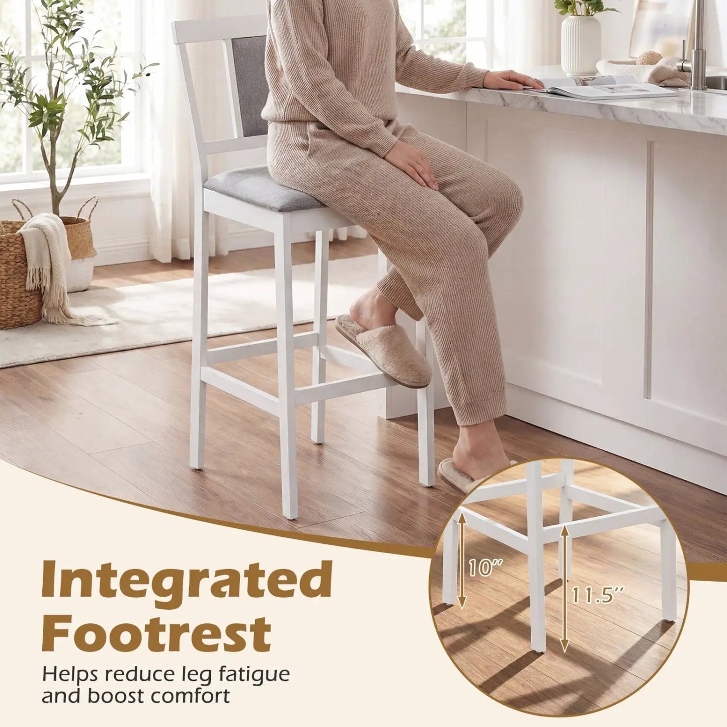 Set of 4 Upholstered Bar Stools 29.5 Inch