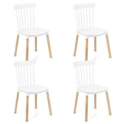 Juego de 4 sillas de comedor Windsor con respaldo de huso y asientos curvos - Negras