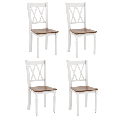 Juego de 4 sillas de cocina de madera estilo rústico con asiento de madera de caucho