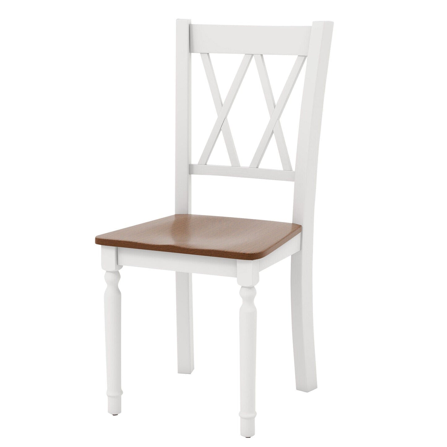 Juego de 4 sillas de cocina de madera estilo rústico con asiento de madera de caucho