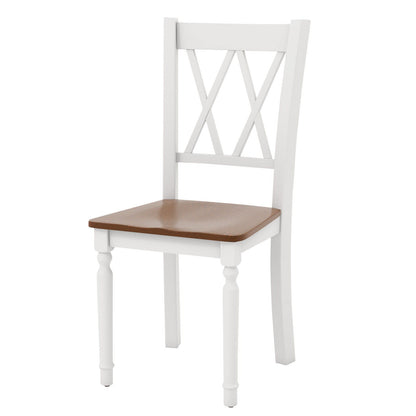 Juego de 4 sillas de cocina de madera estilo rústico con asiento de madera de caucho