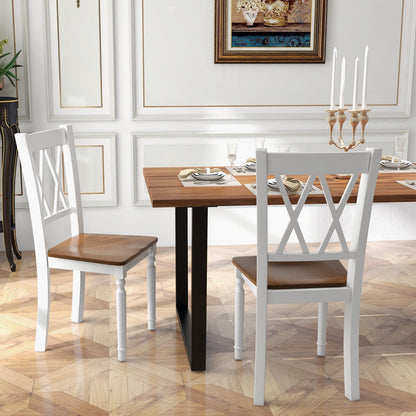 Juego de 4 sillas de cocina de madera estilo rústico con asiento de madera de caucho