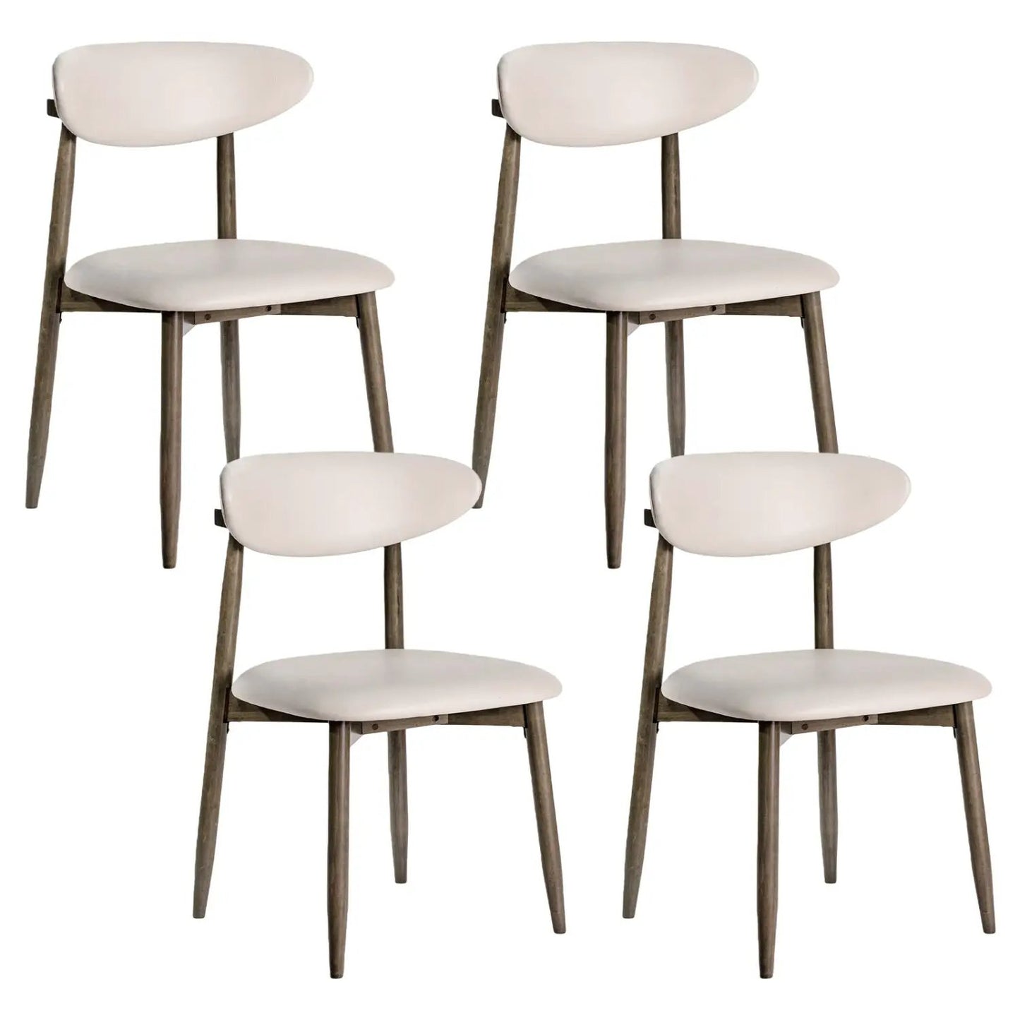 Upholstered Dining Chairs for 4 with Curved Back