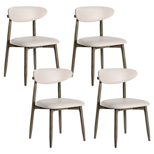 Upholstered dining chairs by DirectDeals set of 4 with curved backrest, beige and wooden legs on Tampa Home & Garden Store