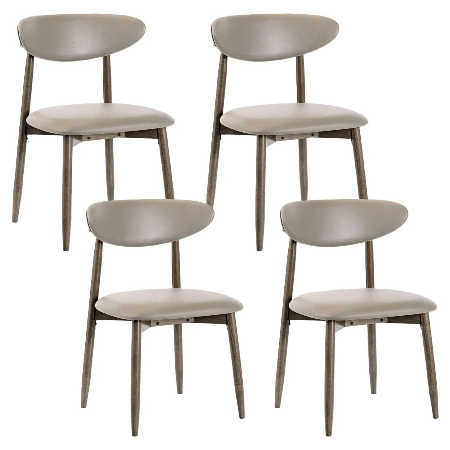 Upholstered Dining Chairs for 4 with Curved Back