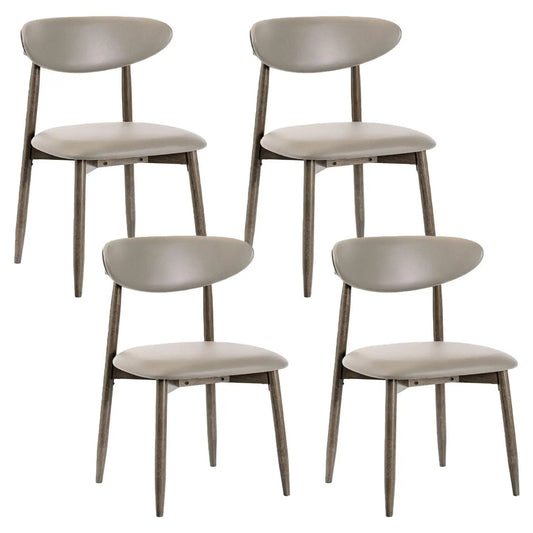 Upholstered dining chairs set of 4 with curved backrests in beige fabric and wood legs on Tampa Home & Garden Store