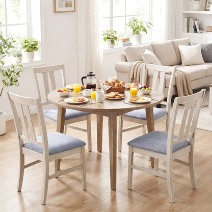 Set of Wooden Upholstered Chairs with Curved Back