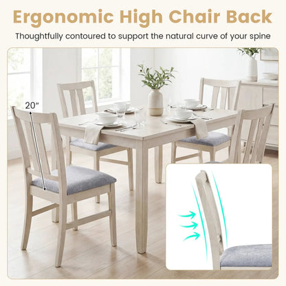 Set of Wooden Upholstered Chairs with Curved Back