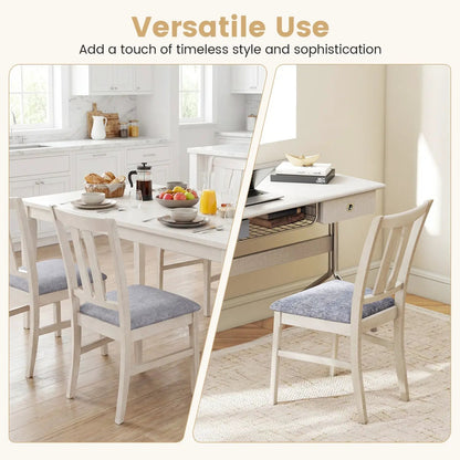 Set of Wooden Upholstered Chairs with Curved Back