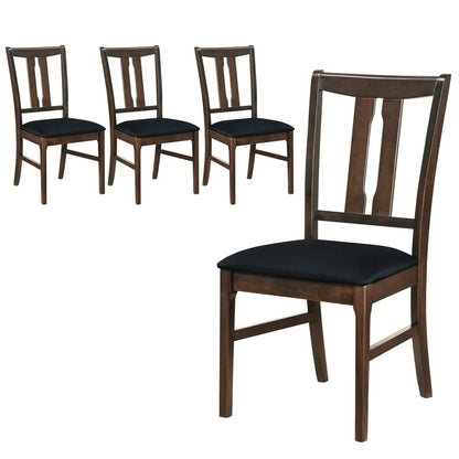Set of Wooden Upholstered Chairs with Curved Back