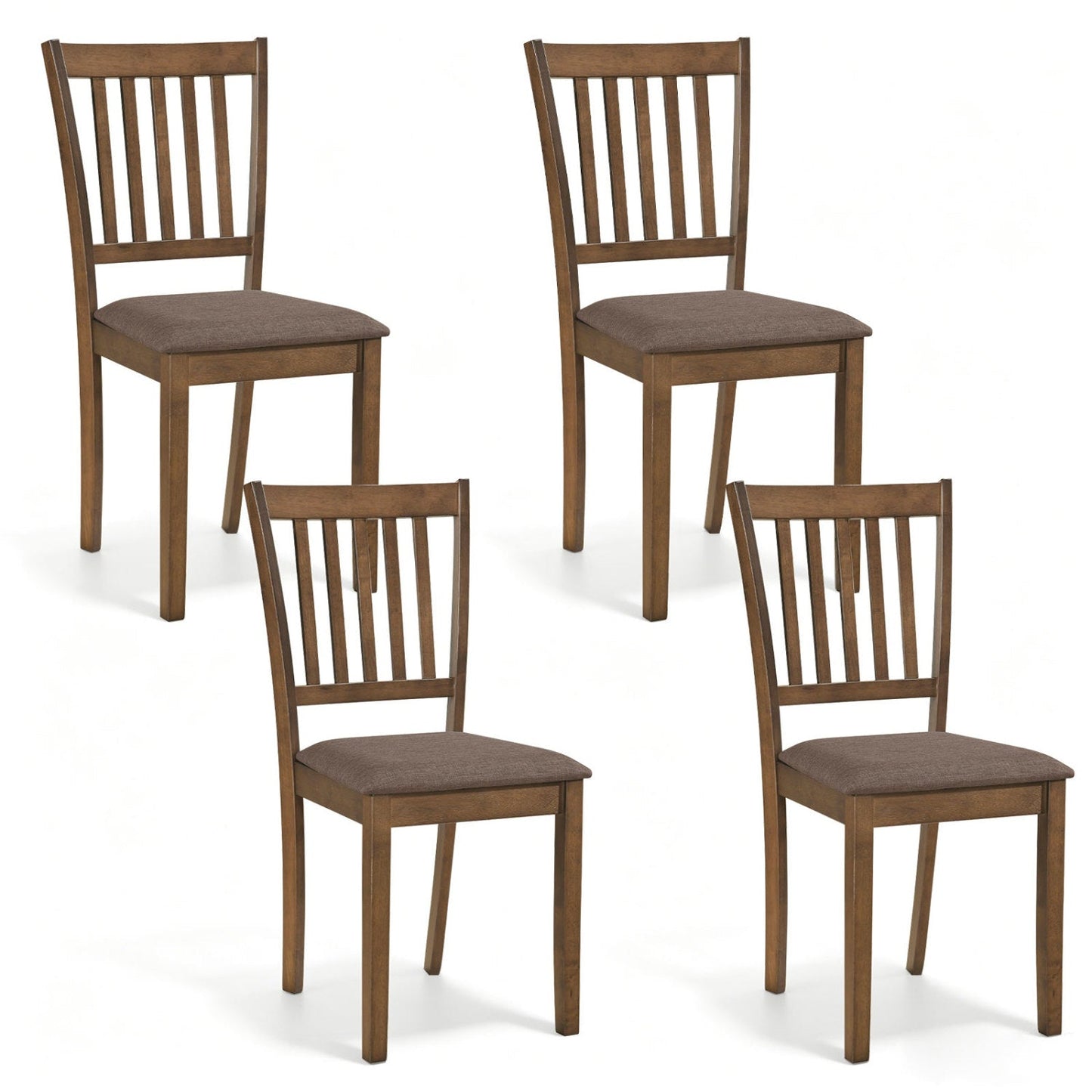 DirectDeals upholstered dining chairs set of 4 with rubber wood frame and brown fabric seats on Tampa Home & Garden Store