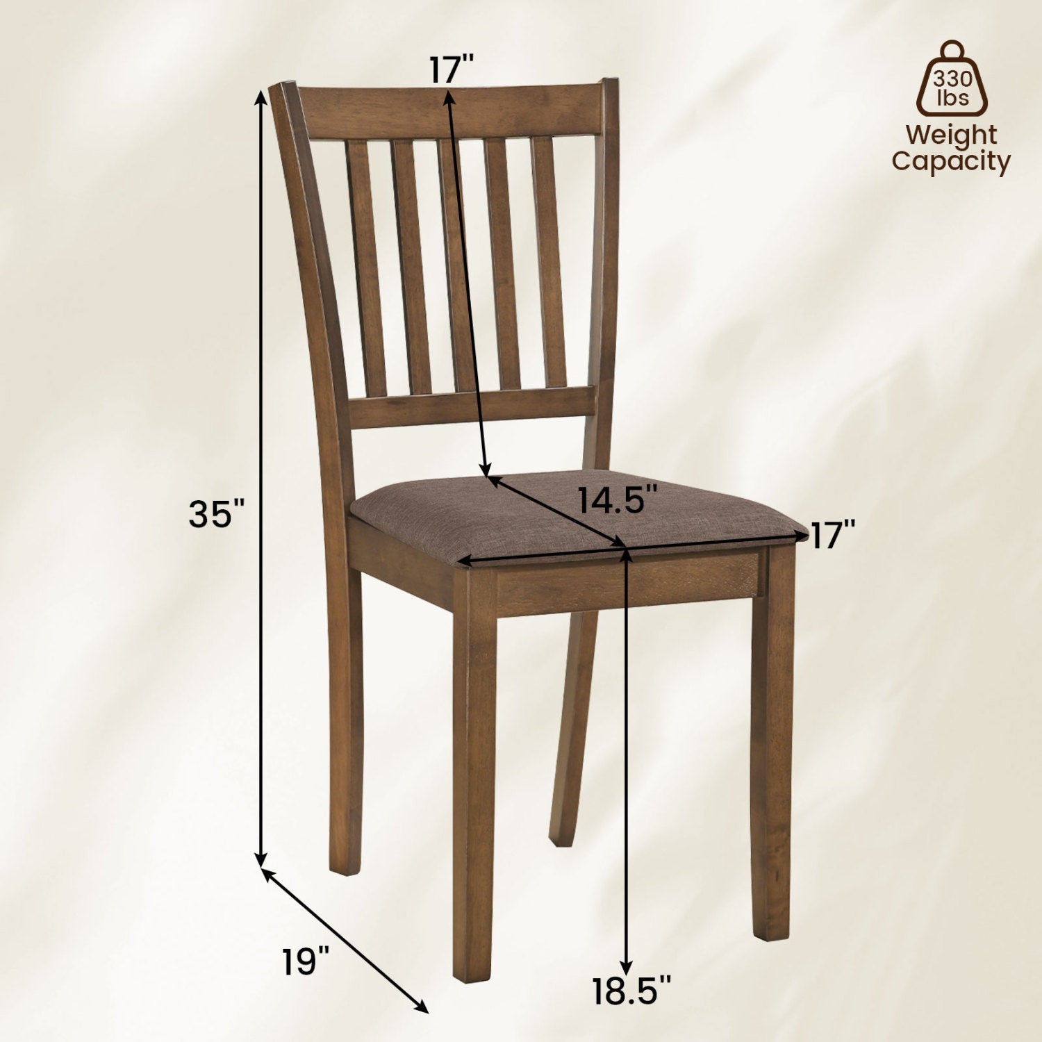 Upholstered dining chair brown fabric seat with rubber wood frame DirectDeals on Tampa Home & Garden Store
