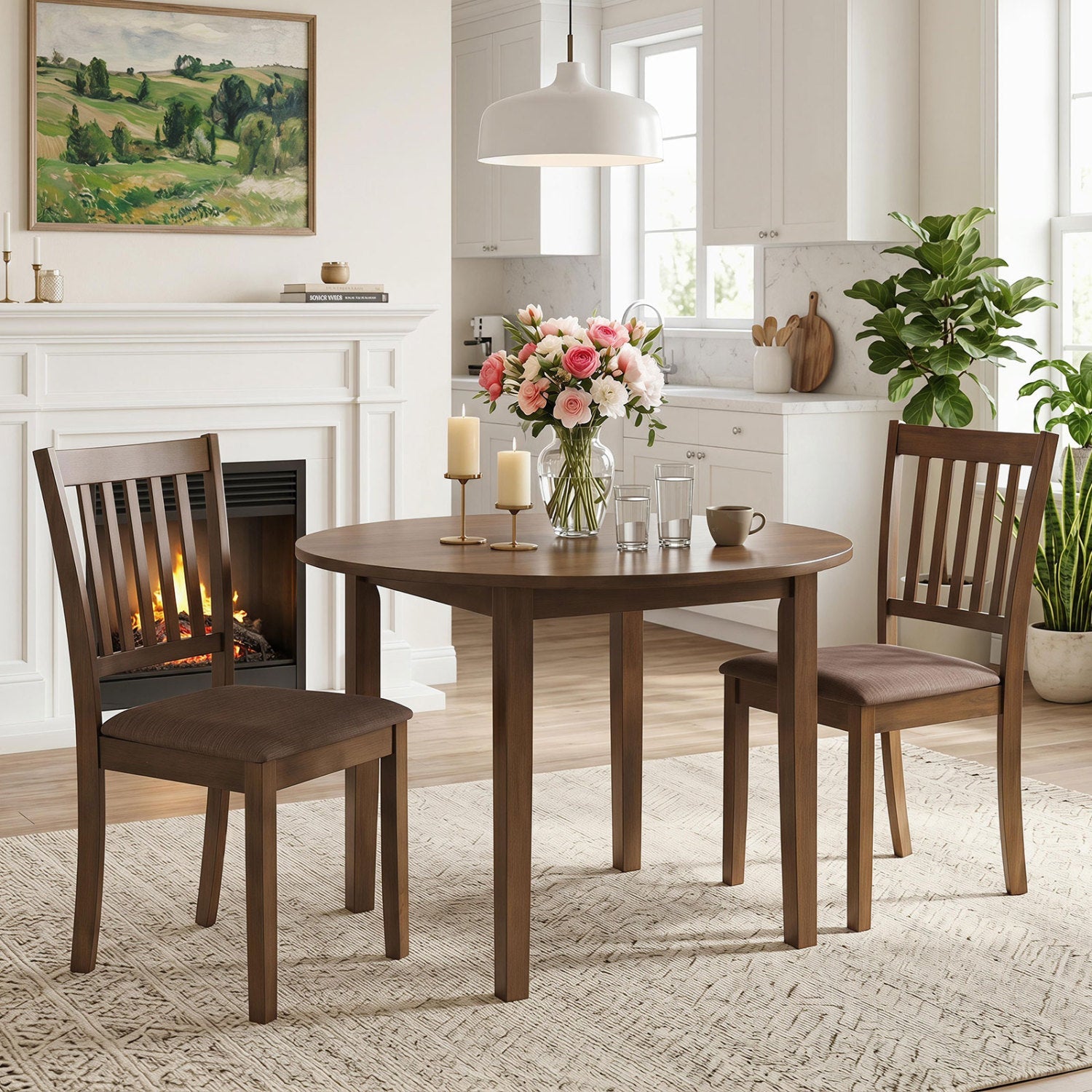 Upholstered dining chairs set of 4 with rubber wood frames in dark brown on Tampa Home & Garden Store