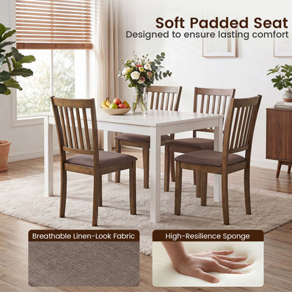 Upholstered dining chairs set of 4 with brown fabric seats and rubber wood frames on Tampa Home & Garden Store