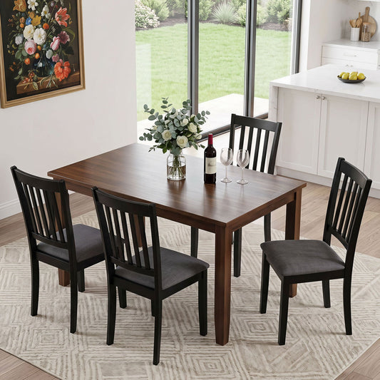 Upholstered dining chairs 4-pack DirectDeals with rubber wood frame black/gray cushions on Tampa Home & Garden Store