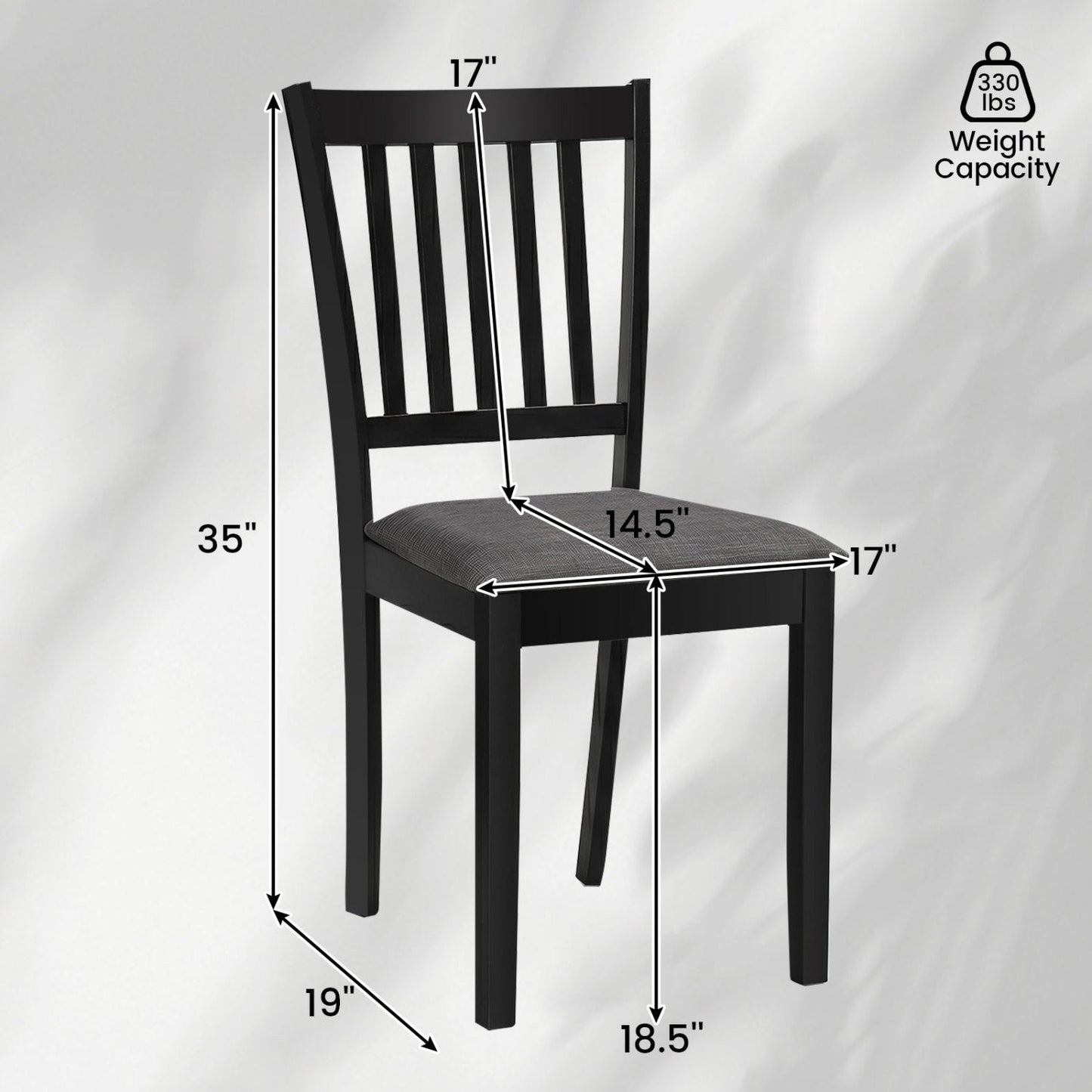 Upholstered dining chairs 4-pack by DirectDeals with rubber wood frame, black finish on Tampa Home & Garden Store