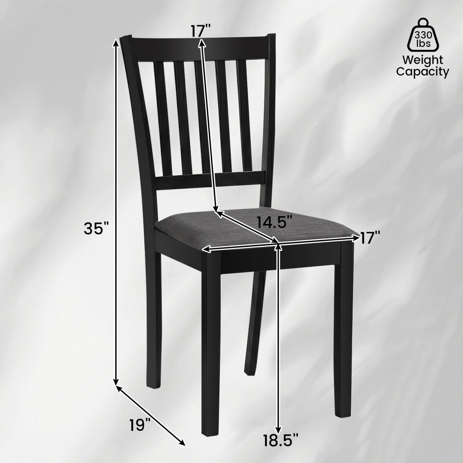 Upholstered dining chairs 4-pack by DirectDeals with rubber wood frame, black finish on Tampa Home & Garden Store