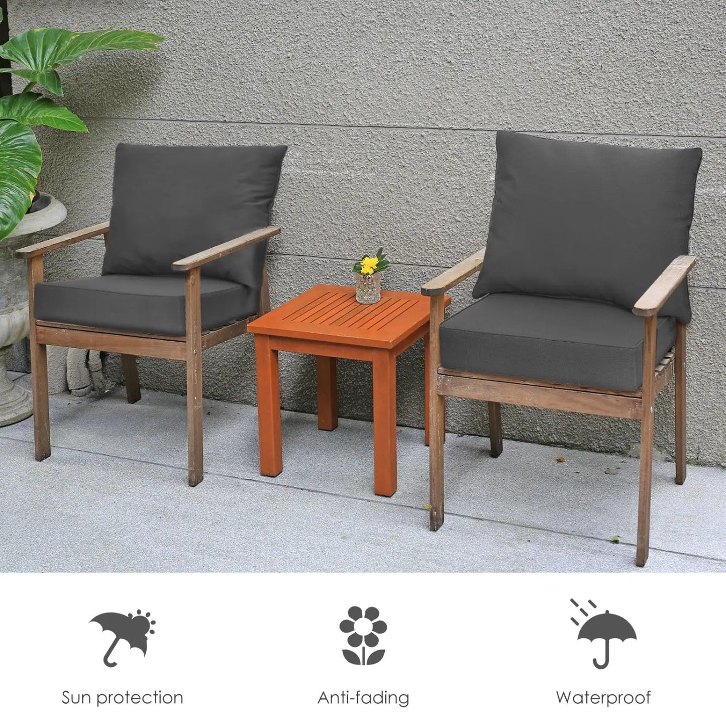 Deep Seat Chair Cushions Set Of 6 Rope Ties Gray