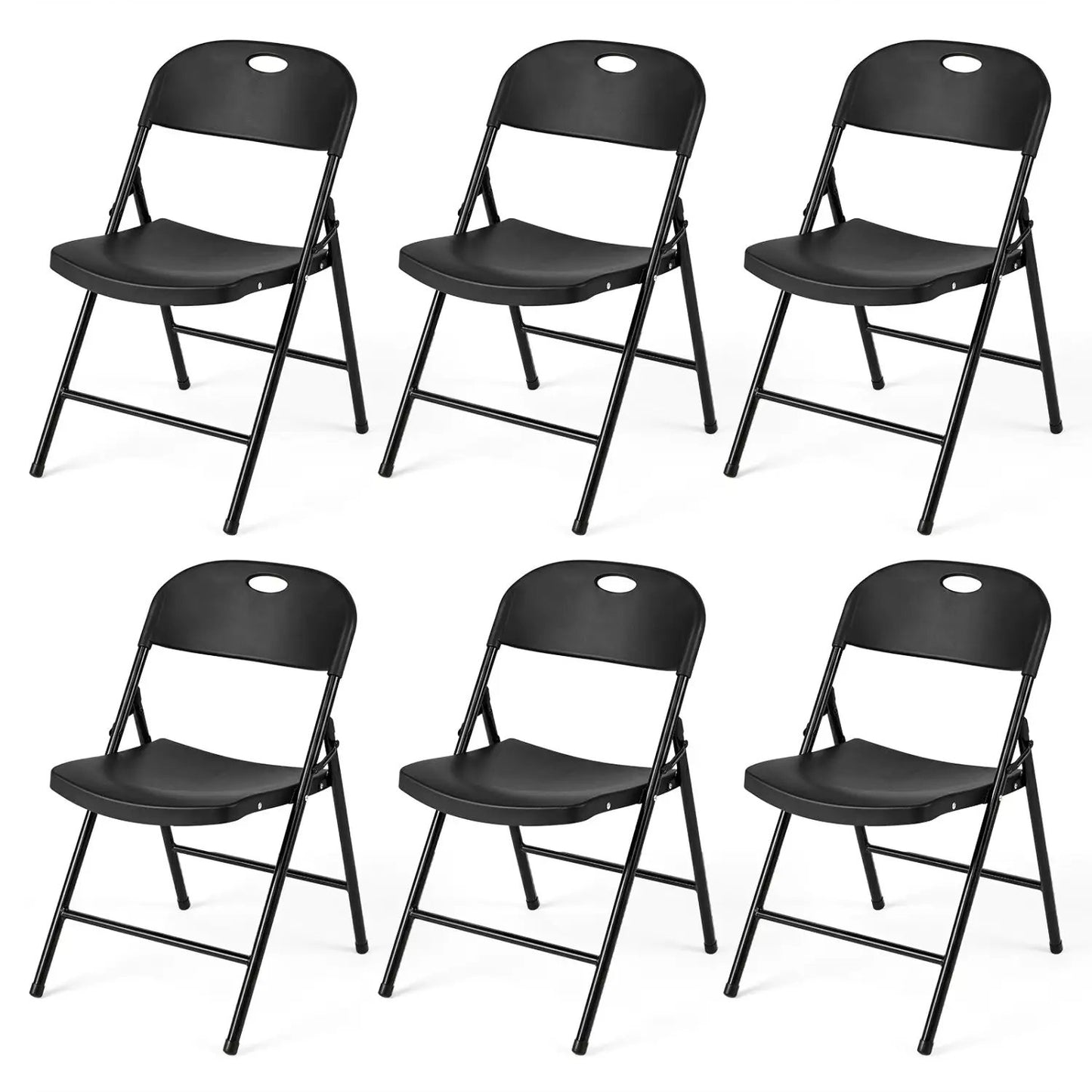 Foldable Plastic Dining Chairs Set of 6 Ergonomic