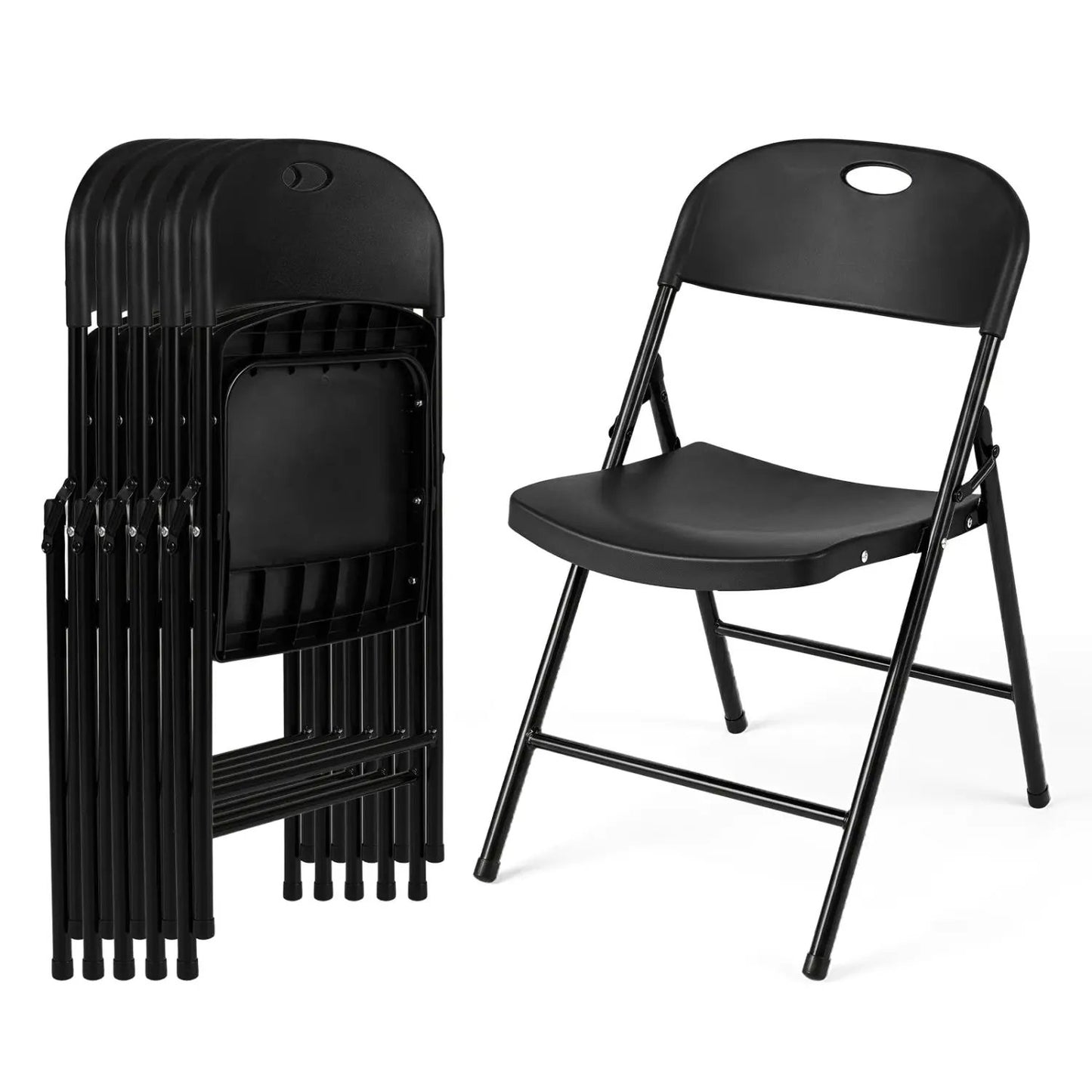Foldable Plastic Dining Chairs Set of 6 Ergonomic