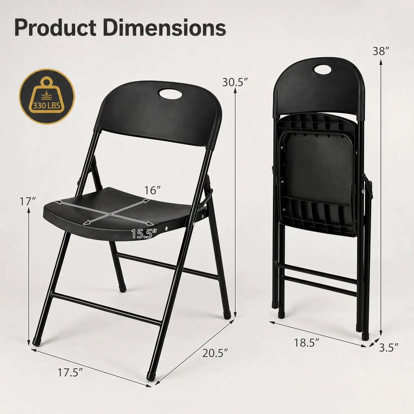 Foldable Plastic Dining Chairs Set of 6 Ergonomic