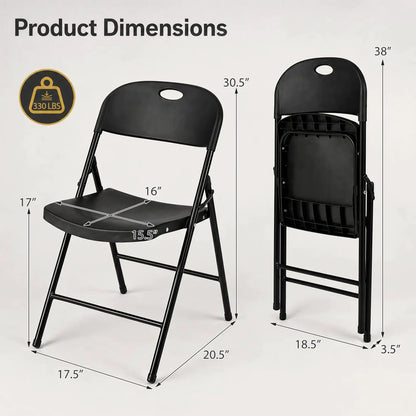 Foldable Plastic Dining Chairs Set of 6 Ergonomic