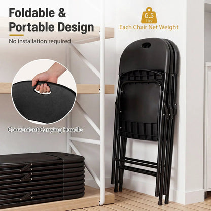 Foldable Plastic Dining Chairs Set of 6 Ergonomic